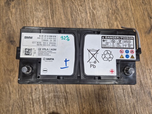 BMW batteria BATERIA AGM 12V 90Ah 900A 2016 anno STAN 92% 9358616