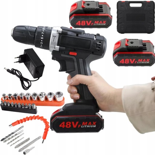 АКУМУЛЯТОРНА ДРИЛЬ ВИКРУТКА 48V УНІВЕРСАЛЬНИЙ + НАБІР БІТ