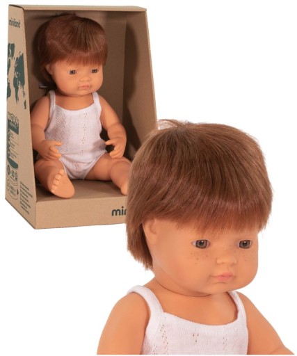 Bábika Miniland chlapček Európan ryšavý 38 cm bábika