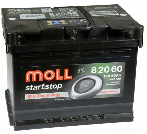 82060 - Акумуляторна батарея MOLL EFB 60Ah 640A START STOP L2 Gw 3 L