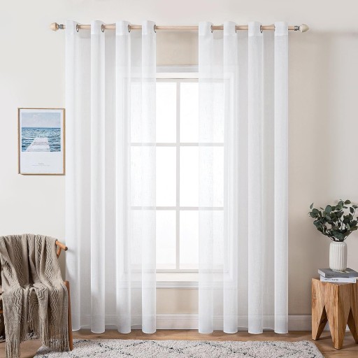 Długie firany woalowe białe do salonu 140x300cm firanki na przelotkach 2 sz