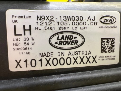 light left Land Rover Range Rover Sport L461 Full Led UK N9X2-13W030-AJ