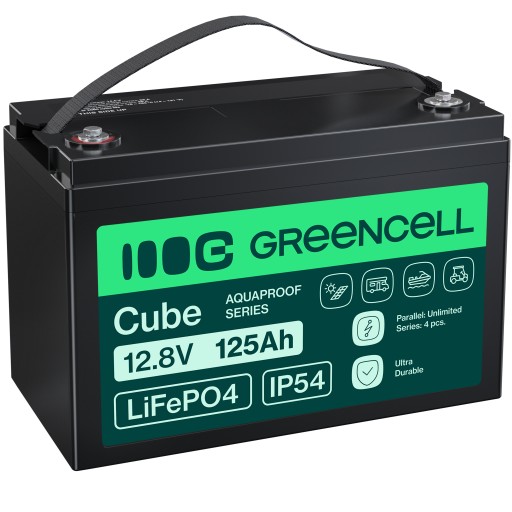 Lifepo4 батарея 125ah 12.8v bms green cell для човнового кемпера не потребує обслуговування