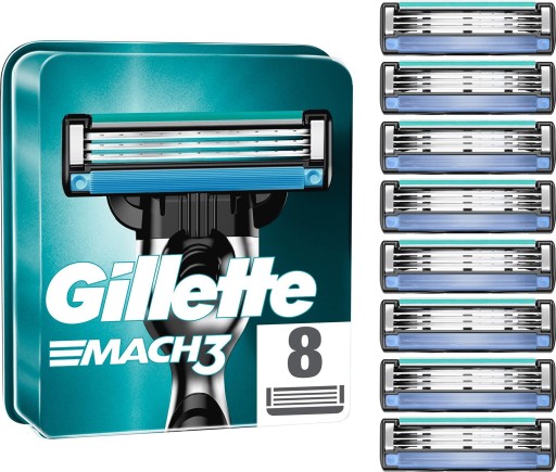 GILLETTE MACH 3 OSTRZA 8 SZTUK WKŁADY DO MASZYNEK DO GOLENIA ORYGINAL