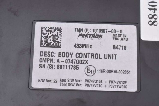 řídící jednotka modul BCM 1010907-00-G TESLA MODEL S LIFT PERFORMANCE 16-21