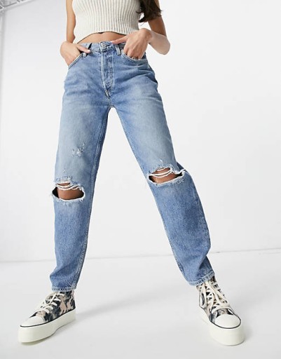 FREE PEOPLE MODRÉ MOM JEANS DIERY (30)