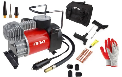 КОМПЛЕКТ ДЛЯ РЕМОНТА КОЛЕСНЫХ ШИН КОМПРЕССОР + АКСЕССУАРЫ