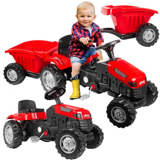 Дитячий трактор MalPlay Чорний, Червоний