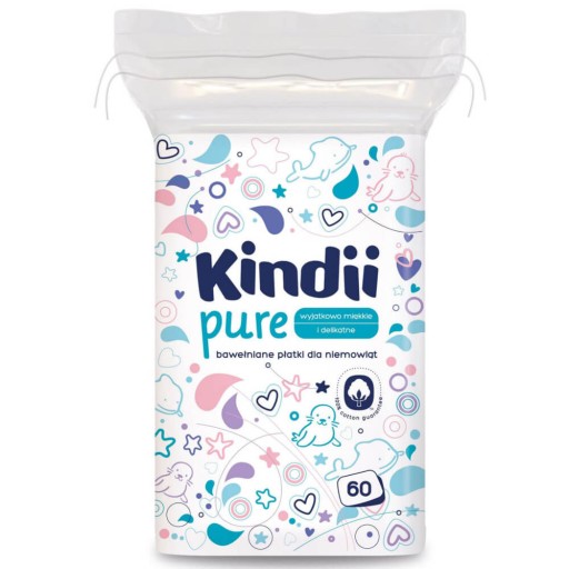 Kindii Pure прямокутні косметичні подушечки 60 шт.