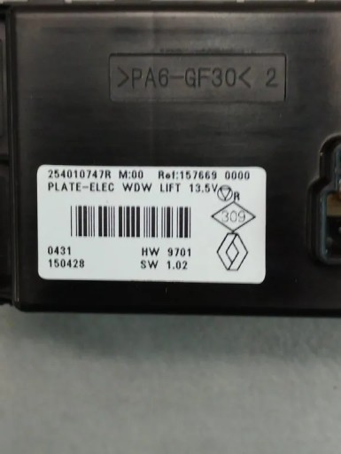 Renault Kadjar Bouton Gauche Avant 254010747R