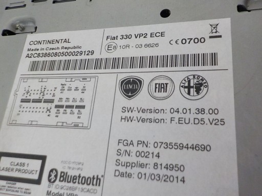 FIAT 500 RADIO original BLUETOOTH 07355944690