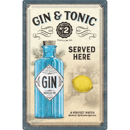 Плакат 40x60cm Gin & Tonic Served Drink Bar