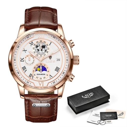 LIGE Men's Watches Quartz Waterproof Chronograph Luxury Fashion Male ...