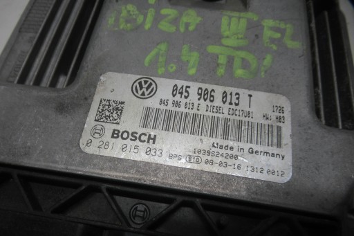 SEAT IBIZA FL 1.4 TDI computer control unit of the engine 045906013T