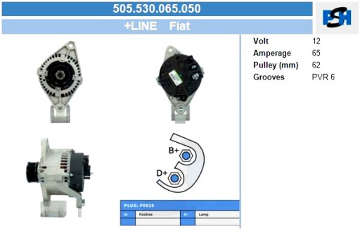 505.530.065.050 - Генератор bv psh генератор переменного тока fiat 65a