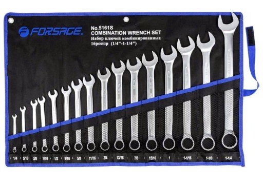 ДЮЙМОВІ КЛЮЧІ КІЛЬЦЕВІ 1/4 - 1.1/4 16 ШТ Cr-V НА ПОЛОТНІ