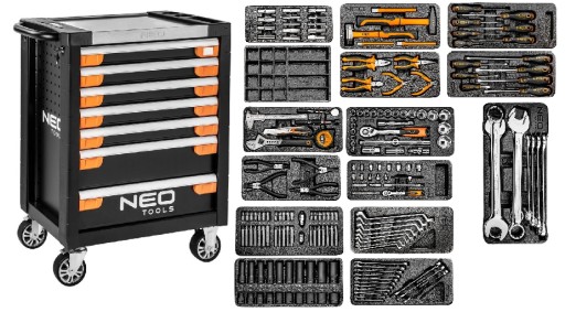 Шкаф для инструментов 7 ящиков Pro NEO TOOLS+картриджи