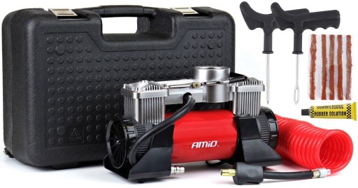 ДВОПОРШНЕВИЙ ПОВІТРЯНИЙ КОМПРЕСОР 12 В + КОМПЛЕКТ ФІКСАТОРІВ