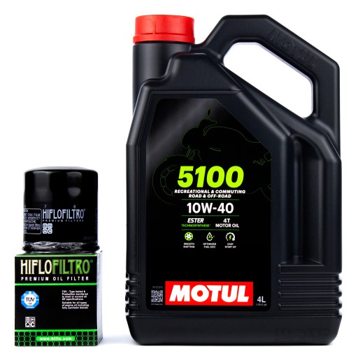 МАСЛО МОТОРНОЕ MOTUL 5100 10W40 4T 4L MA2 + ФИЛЬТР HIFLOФИЛЬТРO HF204 изображение 1