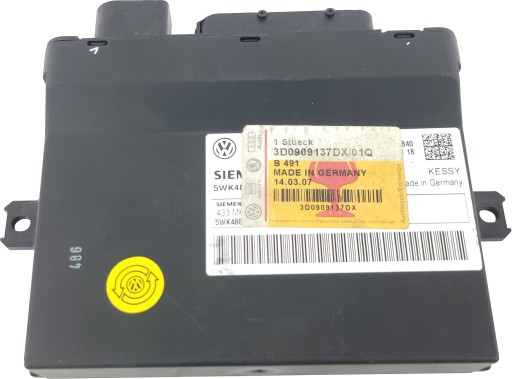 3D0909137DX - Vw phaeton touareg kessy модуль 3d0909137d без ключа працює 5wk48827