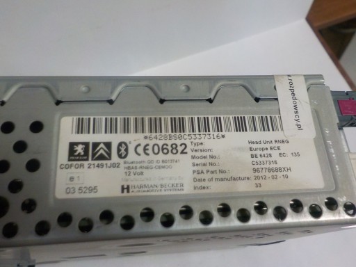 PEUGEOt 308 t7 RADIO navigation 96778688XH