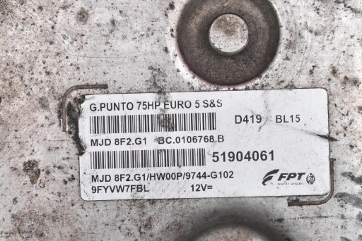 Bedienteil 51904061 MJD8F2.G1 FIAT GRANDE PUNTO EVO 1.3 MULTIJET 75 KM 09-12