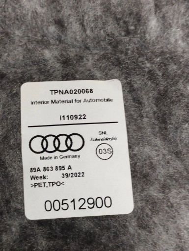 Audi Q4 e-tron soundproofing nadkola 89A863895A