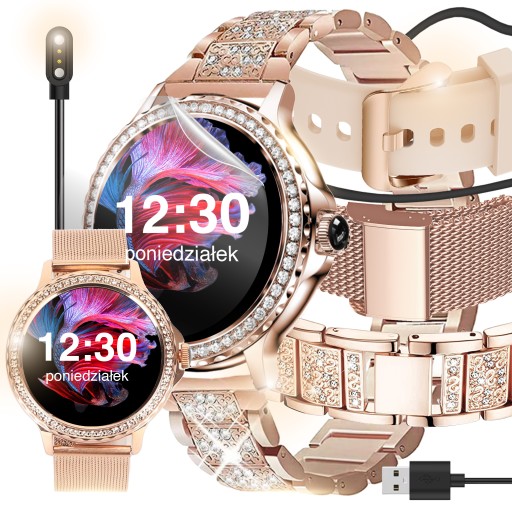 ✨ Zjawiskowy Smartwatch Damski! 💖 Polskie Menu, Rozmowy, Puls… i Cyrkonie! 💎 OKAZJA!