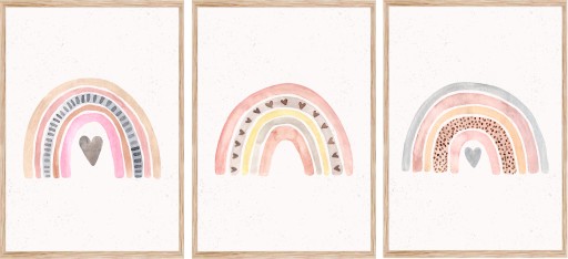 Набір з 3 ПОСТЕРІВ для дівчинки райдужний бохо А4