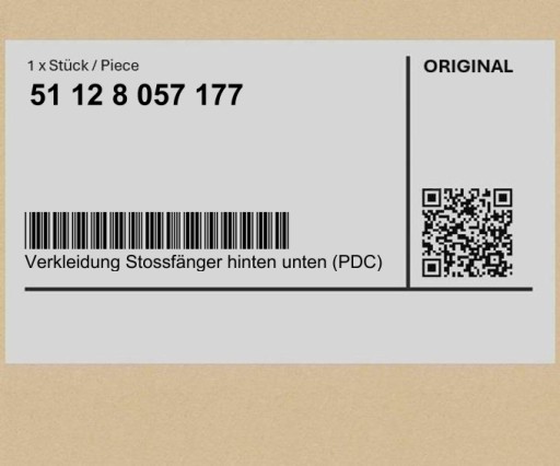 51128057177 8057177 - Корпус заднього нижнього бампера (PDC) BMW 3 F34