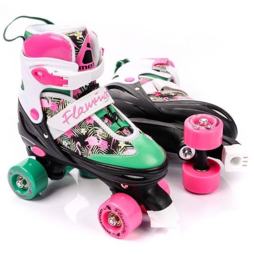 Роликові ковзани Meteor Flamingo White, Pink, Green розмір 39-42