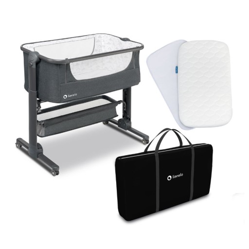 Дорожнє ліжечко Lionelo 54 х 96 см, відтінки сірого та сріблястого