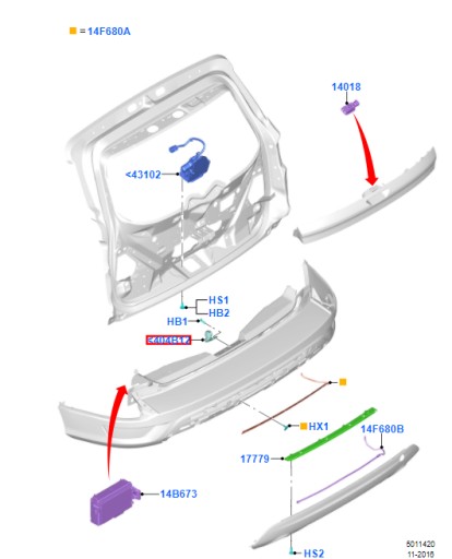 GJ54-S404B12-AB - Задняя крышка багажника FORD KUGA Mk2 / ESCAPE 2016-