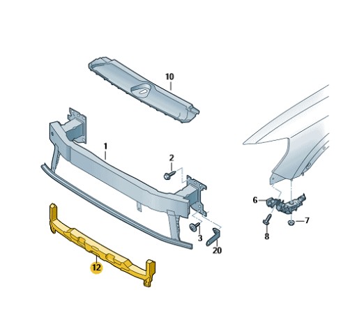 83A807550B - АМОРТИЗАТОР ПЕРЕДНЬОГО БАМПЕРА AUDU RSQ3 ASO ОРИГІНАЛ
