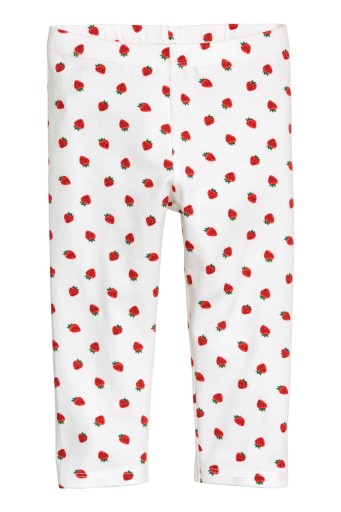 H&M legginsy 3/4 Biały/Truskawki 122