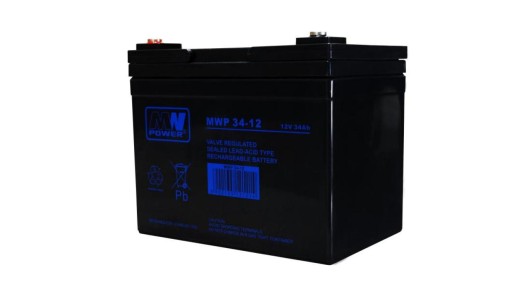 Аккумулятор vrla agm 12 в 34 ач (срок службы 12 лет) mwp 34-12