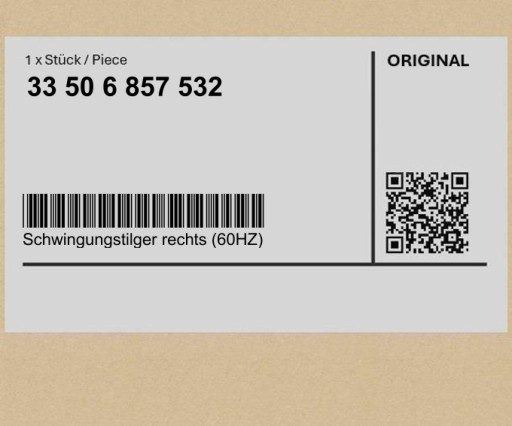 33506857532 6857532 - Віброгаситель правий (60HZ) BMW 5 F07 F10 F11