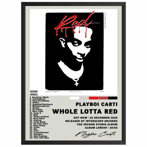 Playboi Carti Whole Lotta Red Plagát Obrázok s albumom v rámčeku Darček