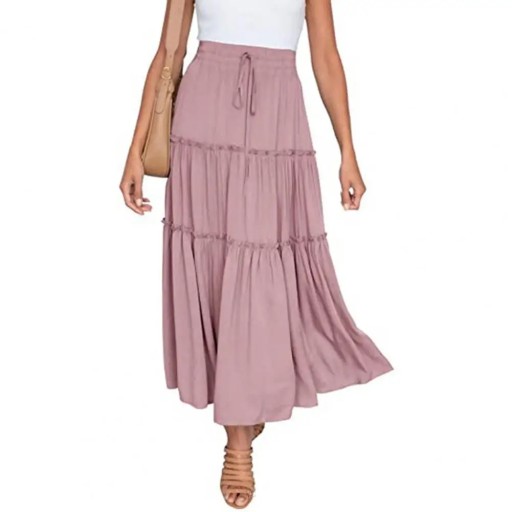 Women Chiffon Pleated Skirt Large Hem High Waist E 15116324260 - Allegro.pl