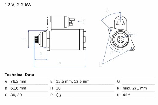0 986 - Стартер bosch vw california t5 camper multivan v transporter v