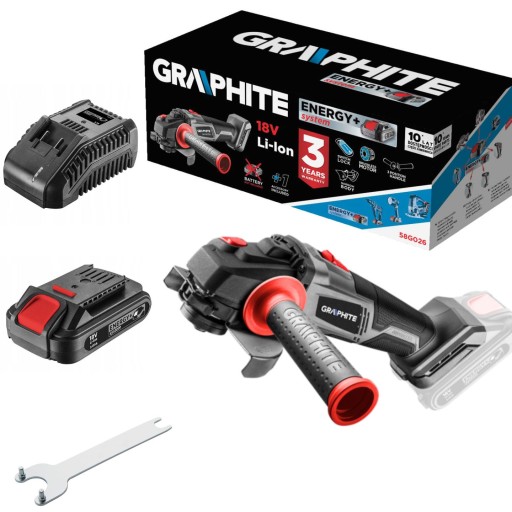 Кутова шліфувальна машина + акумулятор + зарядний пристрій GRAPHITE