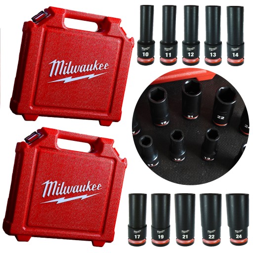 НАБІР ДОВГИХ УДАРНИХ ГОЛОВОК 1/2 ДЮЙМА 10-24 ММ 10 ШТ. 6 АГОНАЛЬНИХ НАБІР 2 ШТ.