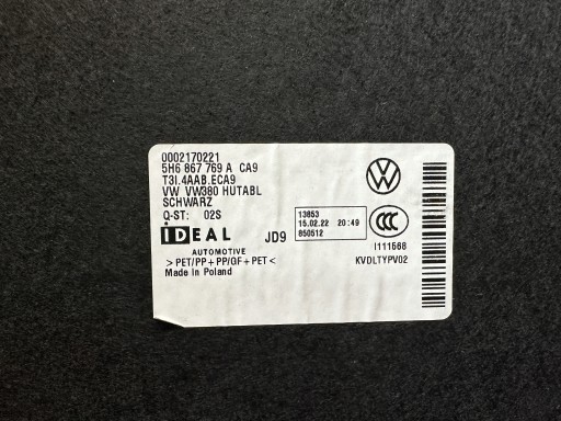 VW GOLF VIII 8 plato boot 5H6867769A