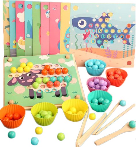 ДЕРЕВ'ЯНИЙ ПАЗЛ МОНТЕСОРІ З КУЛЯМИ МОНТЕССОРІ