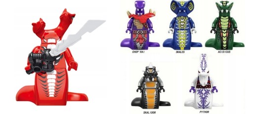 KLOCKI ZESTAW FIGUREK WĘŻY WĘŻONY PYTHOR SKALES ACIDICUS NINJA