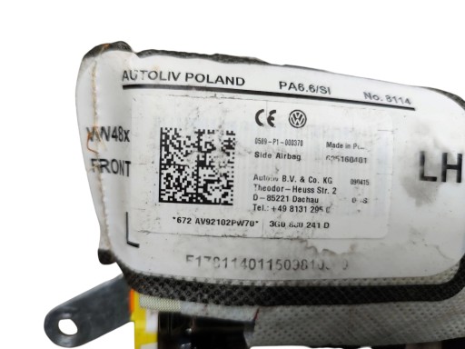 Airbag AIRBAG SITZ links VW PASSAT B8 3G0880241D