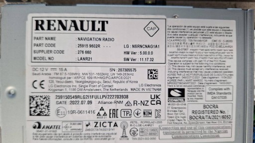 Stacja multimedialna Lecteur Navigation Renault Austral 259159602R