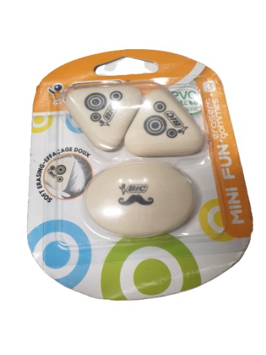 Гумка BIC біла, чорна 3 шт.