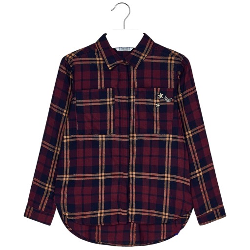 Дитяча бавовняна сорочка Mayoral з довгим рукавом, розмір 157, червона