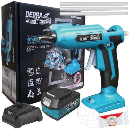 АКУМУЛЯТОРНИЙ КЛЕЄВИЙ ПІСТОЛЕТ DED7052 + БАТАРЕЯ 4AH + ŁAD